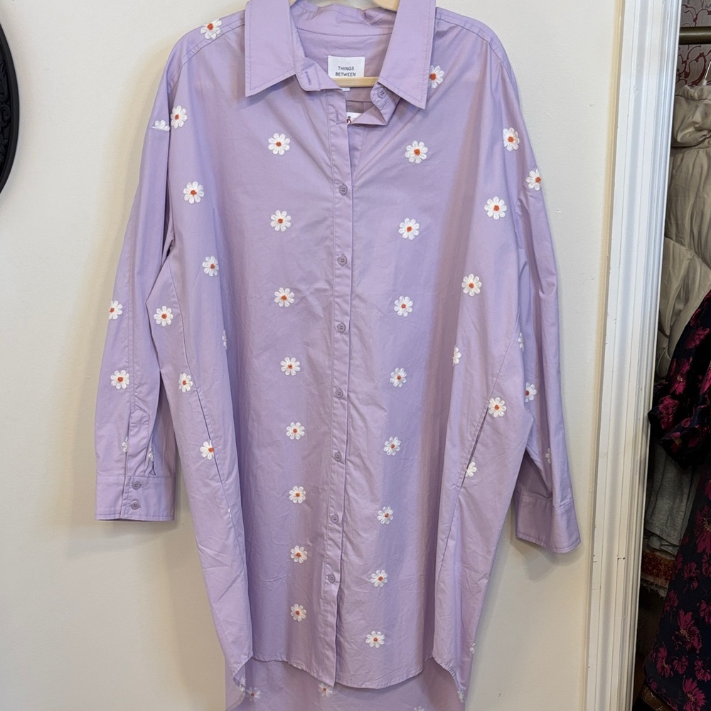 Purple Floral Button-Up Shirt